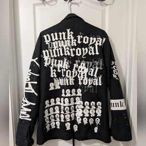 Punk Royal Black Punk Goth Paint Splatter Skull Jacket – Men’s M – Fantastic